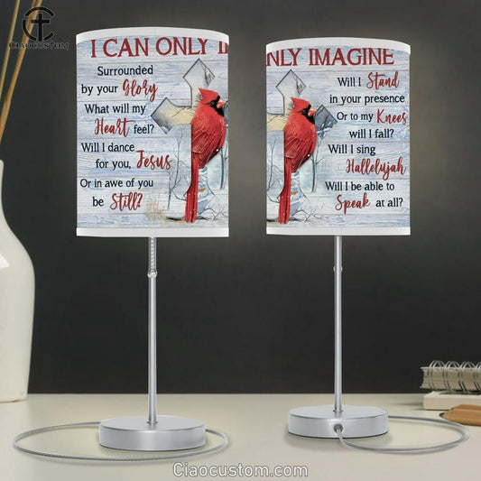 Cardinal, Cross Symbol, Winter Forest, I Can Only Imagine Table Lamp