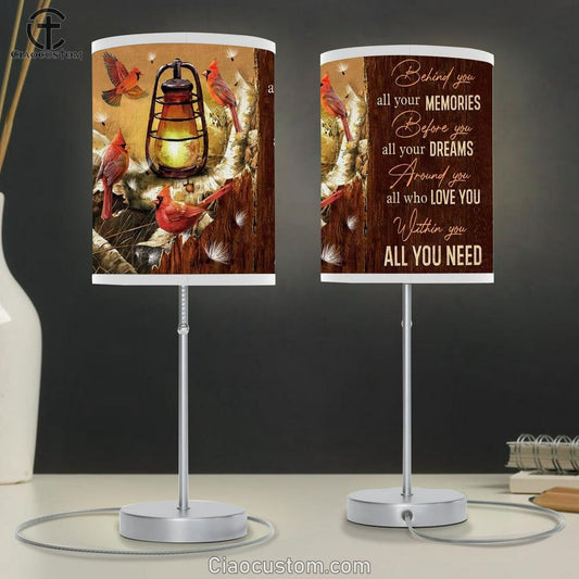 Cardinal, Dandelion, Behind You All Your Memories Table Lamp