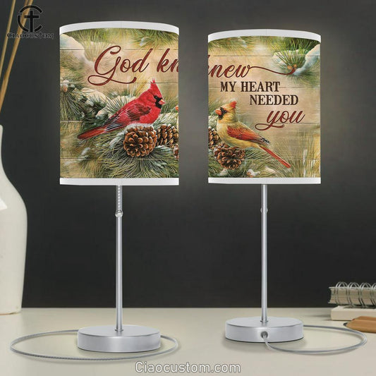 Cardinal God knew my heart needed you Table Lamp For Bedroom - Bible Verse Table Lamp - Religious Room Decor