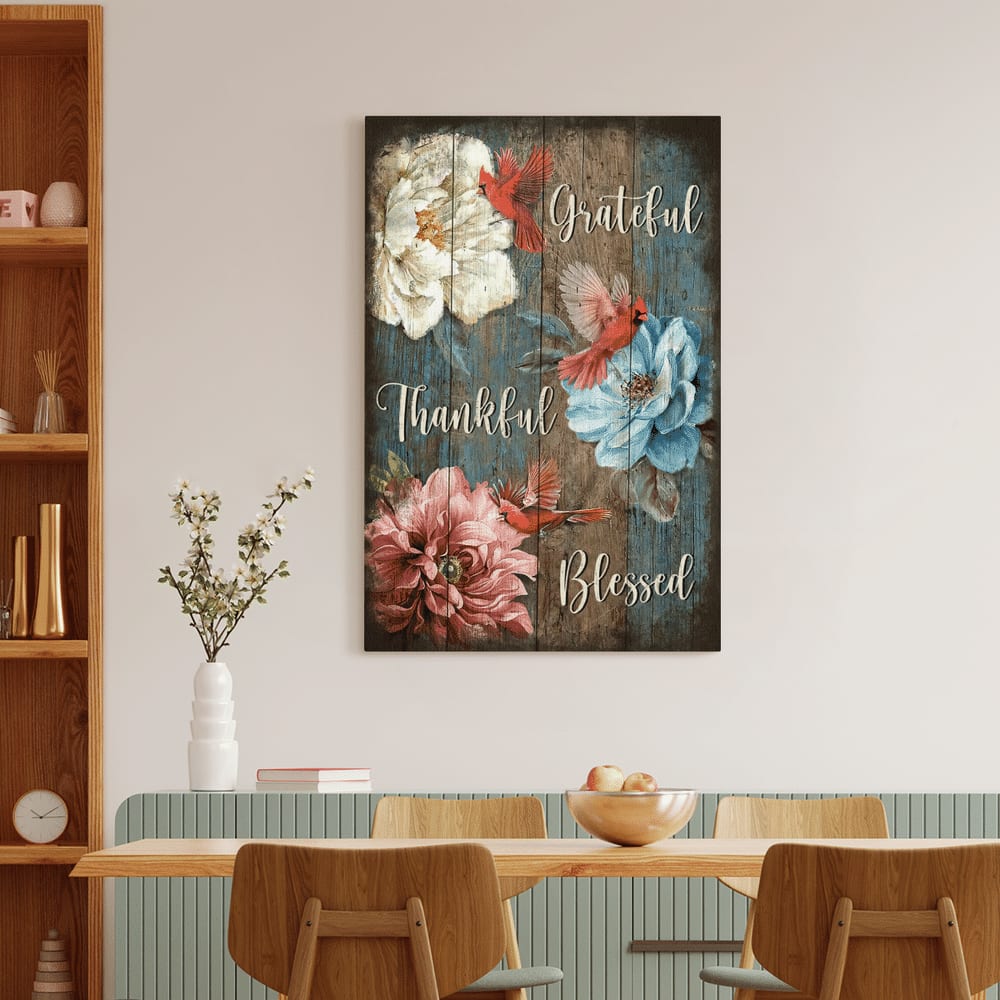 Cardinal Grateful Thankful Blessed Jesus Canvas Posters - Christian Wall Posters - Religious Wall Decor