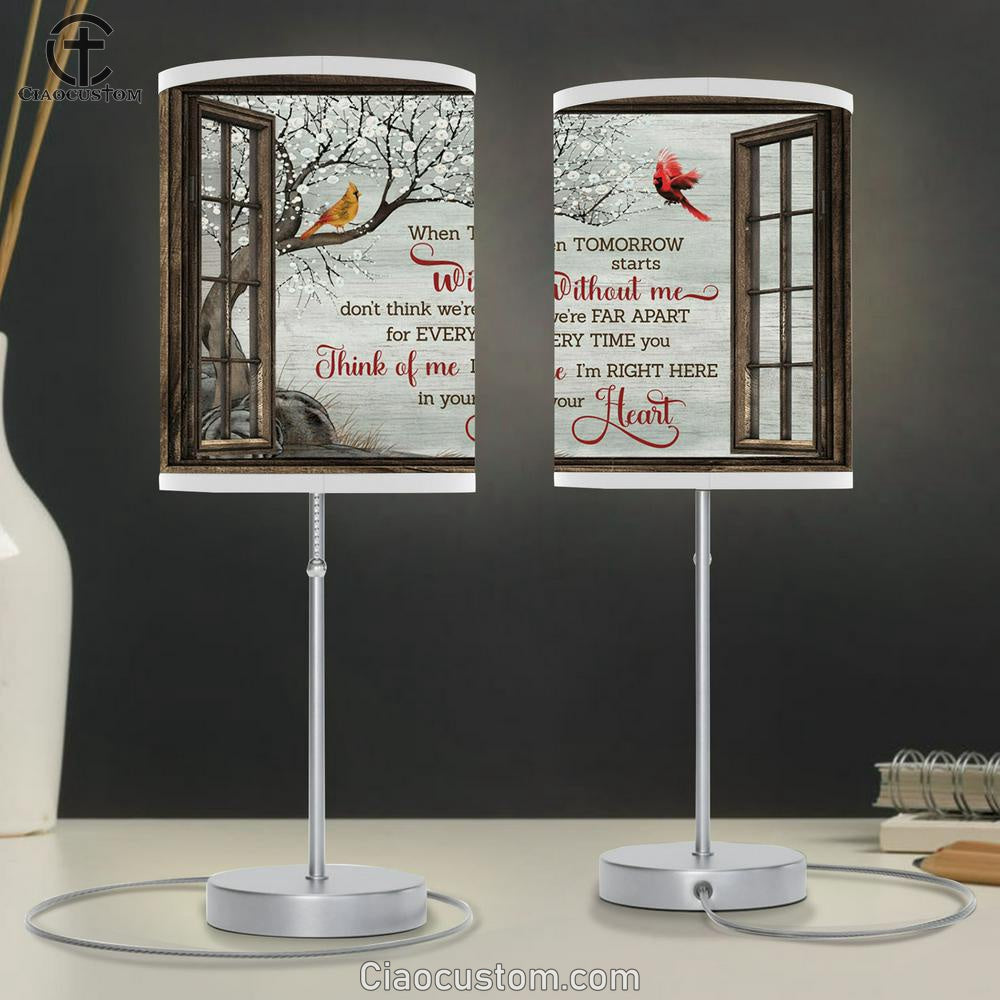 Cardinal I'm Right Here In Your Heart Large Table Lamp Art - Christian Lamp Art Home Decor - Religious Table Lamp Prints