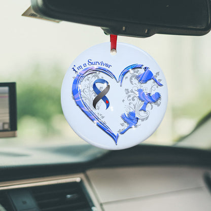 Cardinal Im A Survivor 2 Ceramic Circle Ornament - Decorative Ornament - Christmas Ornament