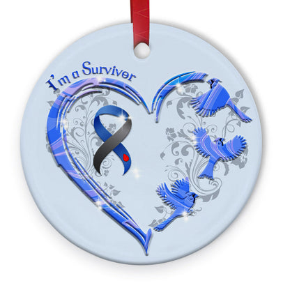 Cardinal Im A Survivor 2 Ceramic Circle Ornament - Decorative Ornament - Christmas Ornament