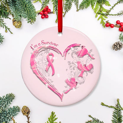Cardinal Im A Survivor Ceramic Circle Ornament - Decorative Ornament - Christmas Ornament