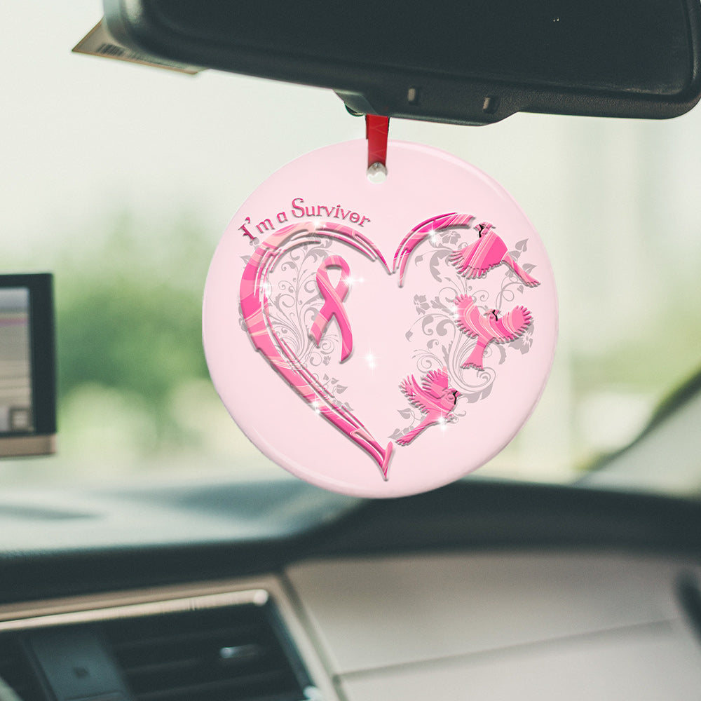 Cardinal Im A Survivor Ceramic Circle Ornament - Decorative Ornament - Christmas Ornament