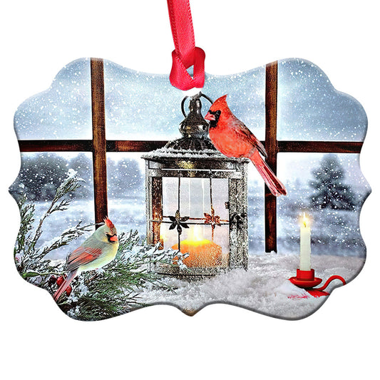 Cardinal Lantern Metal Ornament - Christmas Ornament - Christmas Gift