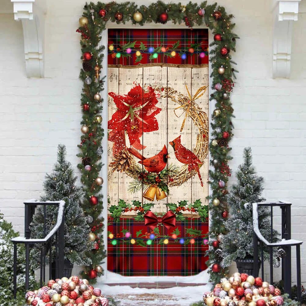 Cardinal Merry Christmas Door Cover - Cardinal Christmas Decor - Christmas Door Cover Decorations