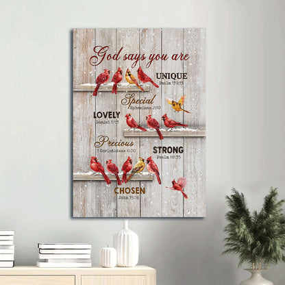 Cardinal Painting A Winter Day Winter Painting God Says You Are Canvas Wall Art - Christian Gift