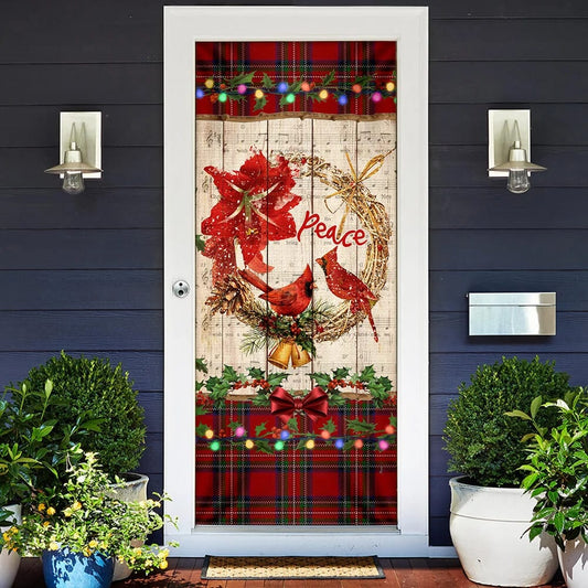 Cardinal Peace Christmas Door Cover - Cardinal Christmas Decor - Christmas Door Cover Decorations