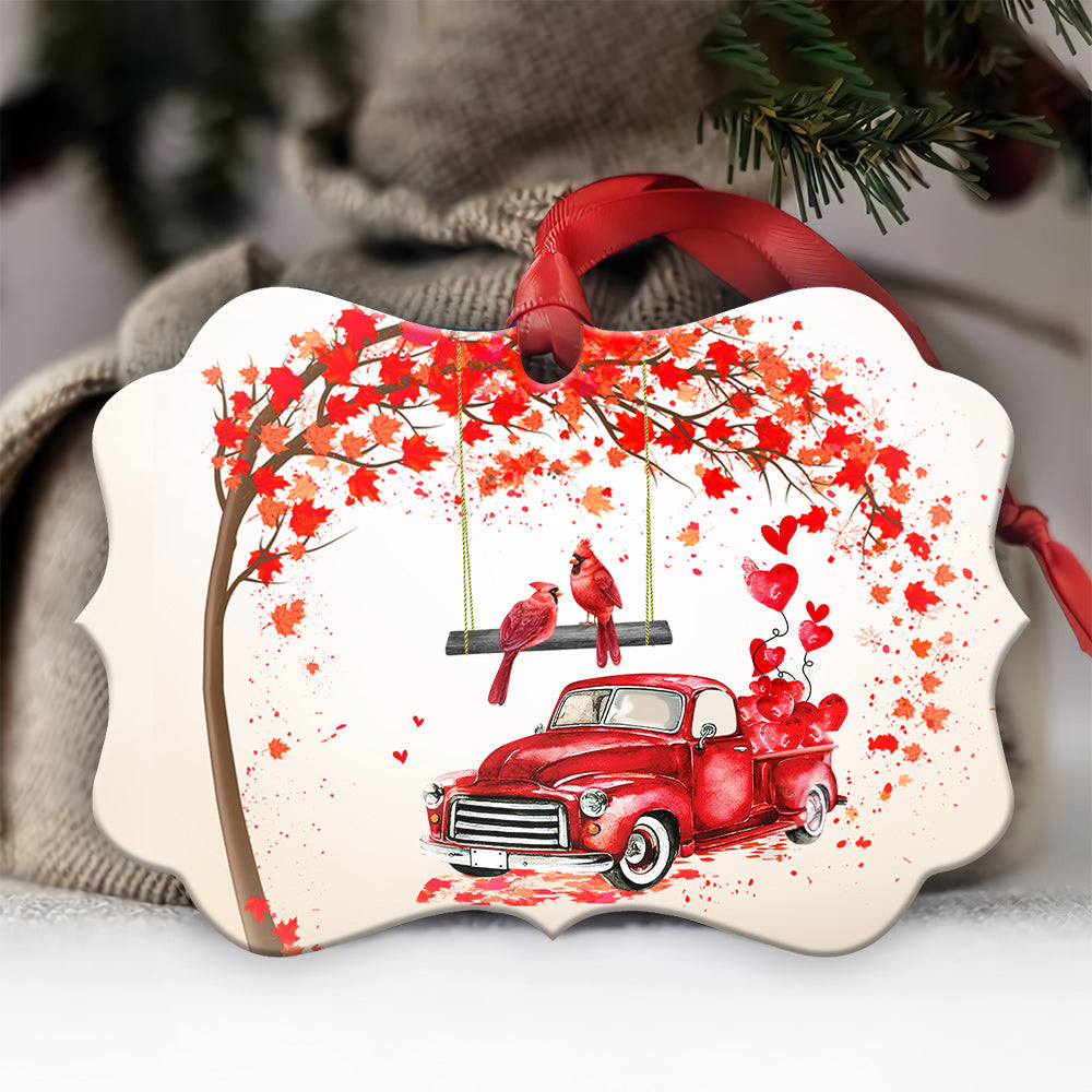 Cardinal Red Truck Metal Ornament - Christmas Ornament - Christmas Gift