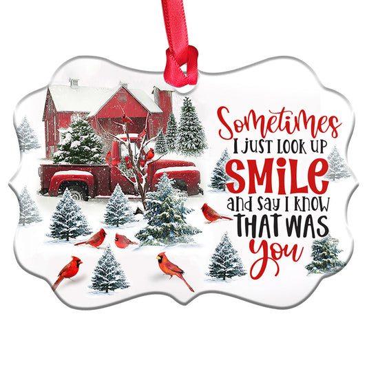 Cardinal Sometimes I Just Look Up Metal Ornament - Christmas Ornament - Christmas Gift