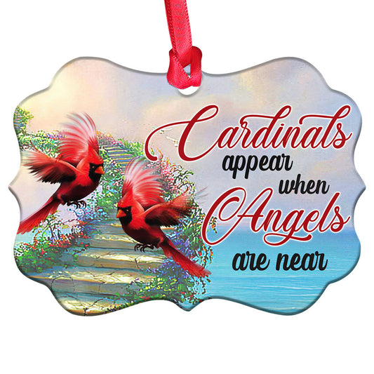 Cardinal When Angels Are Near Metal Ornament - Christmas Ornament - Christmas Gift
