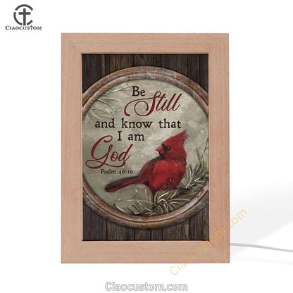 Cardinal Winter Forest Be Still And Know That I Am God Frame Lamp