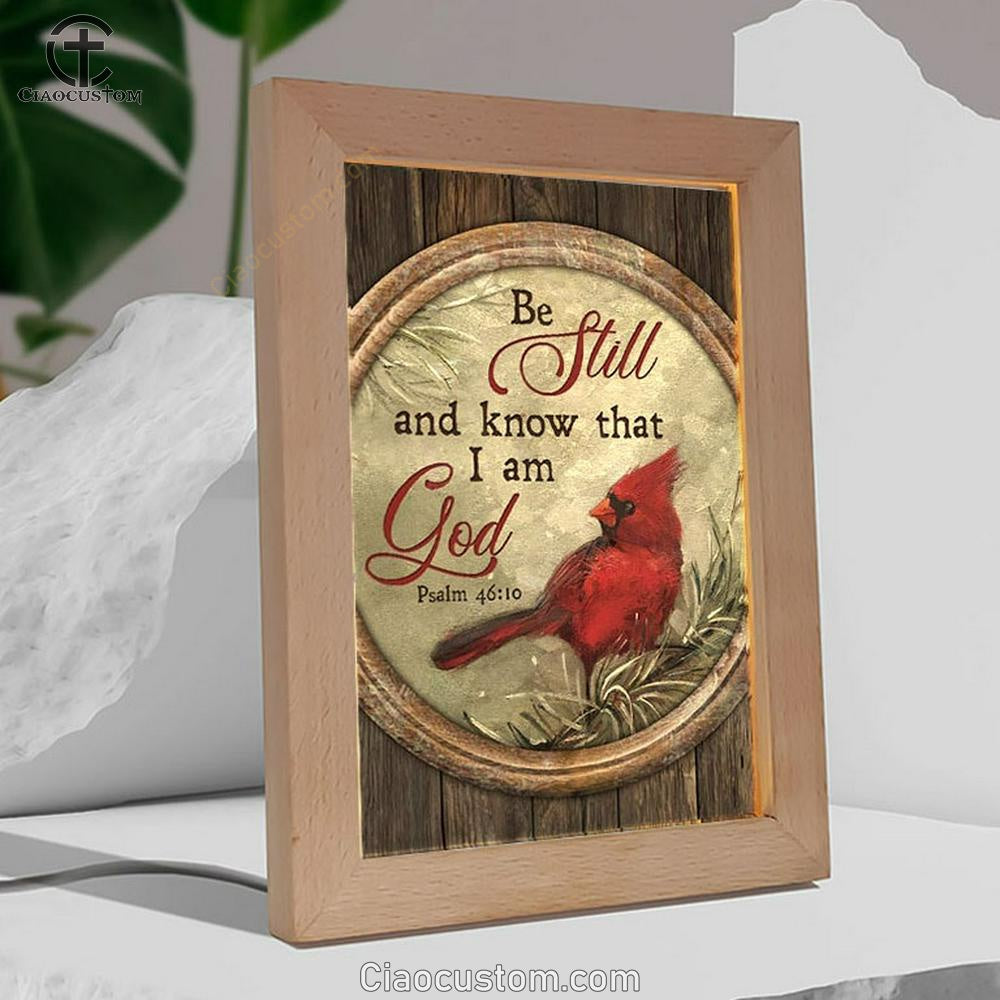 Cardinal Winter Forest Be Still And Know That I Am God Frame Lamp
