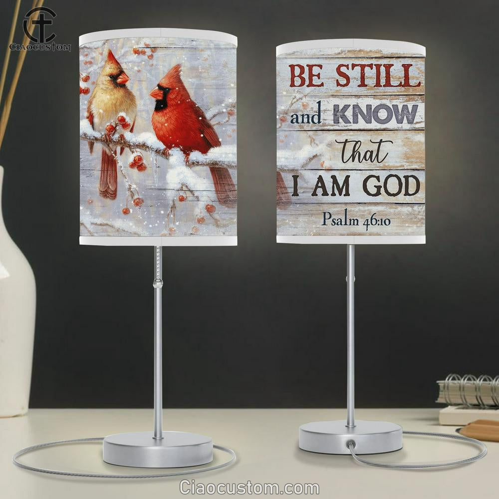 Cardinal Winter Painting Be Still And Know That I Am God Table Lamp