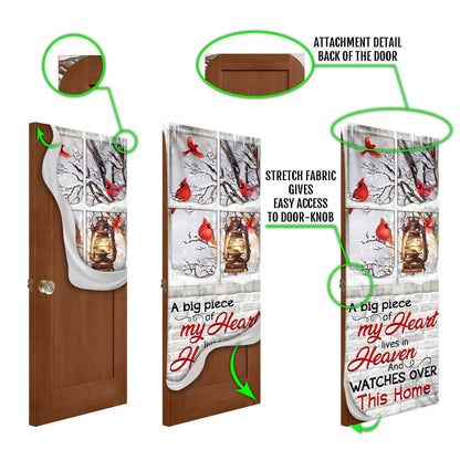 Cardinals. A Big Piece Of My Heart Lives In Heaven Door Cover - Religious Door Decorations