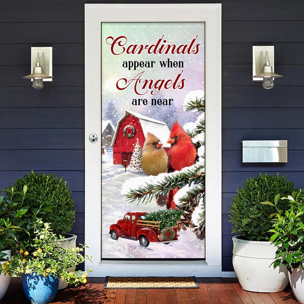 Cardinals Appear When Angels Are Near Door Cover - Religious Door Decorations