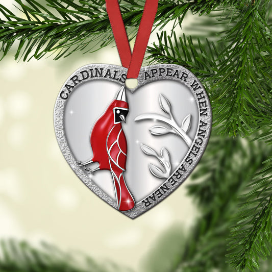 Cardinals Appear When Angels Are Near Heart Ceramic Ornament - Christmas Ornament - Christmas Gift