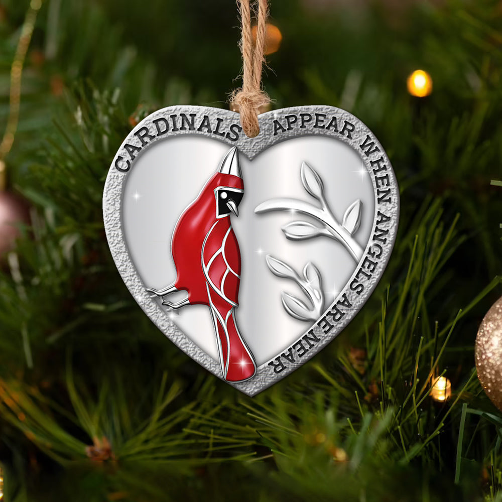 Cardinals Appear When Angels Are Near Heart Ceramic Ornament - Christmas Ornament - Christmas Gift