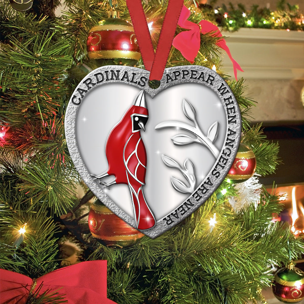 Cardinals Appear When Angels Are Near Heart Ceramic Ornament - Christmas Ornament - Christmas Gift