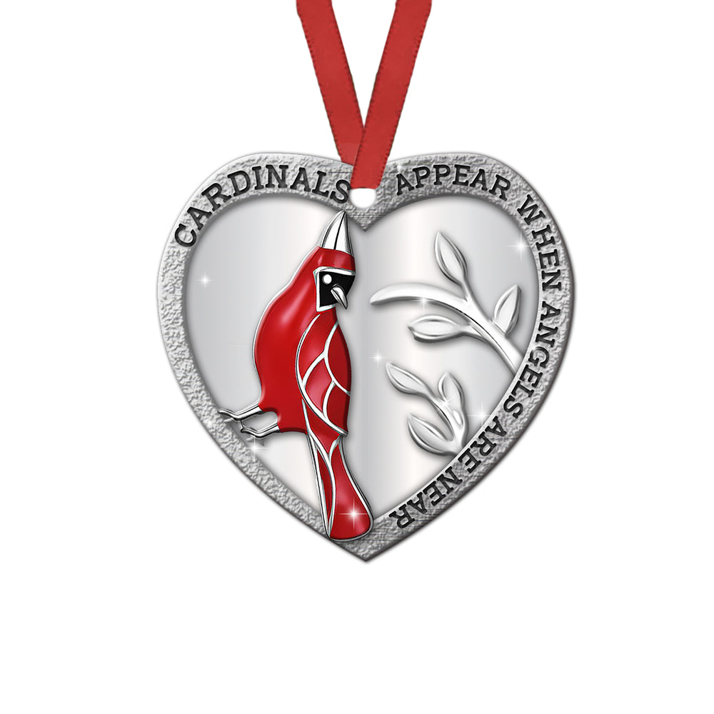 Cardinals Appear When Angels Are Near Heart Ceramic Ornament - Christmas Ornament - Christmas Gift