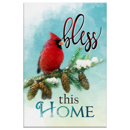 Cardinals Bird Bless This Home Christian Canvas Art - Bible Verse Canvas - Scripture Wall Art