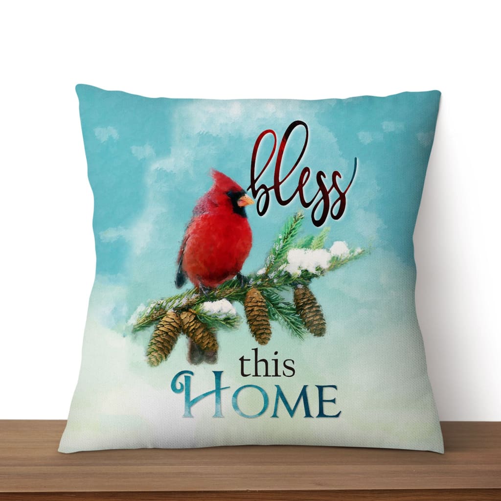 Cardinals Bird, Bless This Home, Christian Pillow