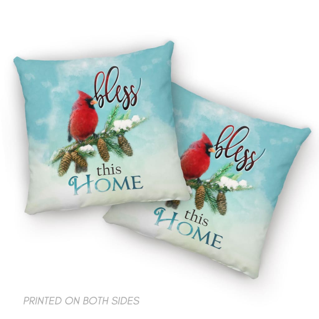 Cardinals Bird, Bless This Home, Christian Pillow