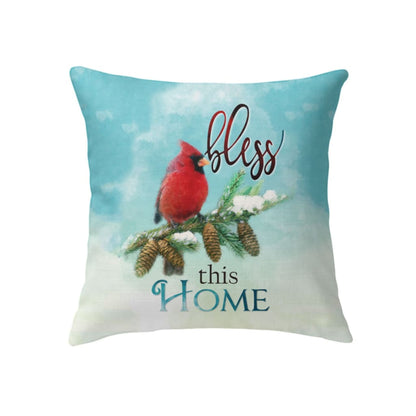 Cardinals Bird, Bless This Home, Christian Pillow
