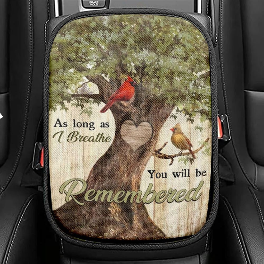 Cardinals Drawing, Oak Tree, Heart Shape, You Will Be Remembered Car Center Console Cover, Christian Armrest Seat Cover, Bible Seat Box Cover