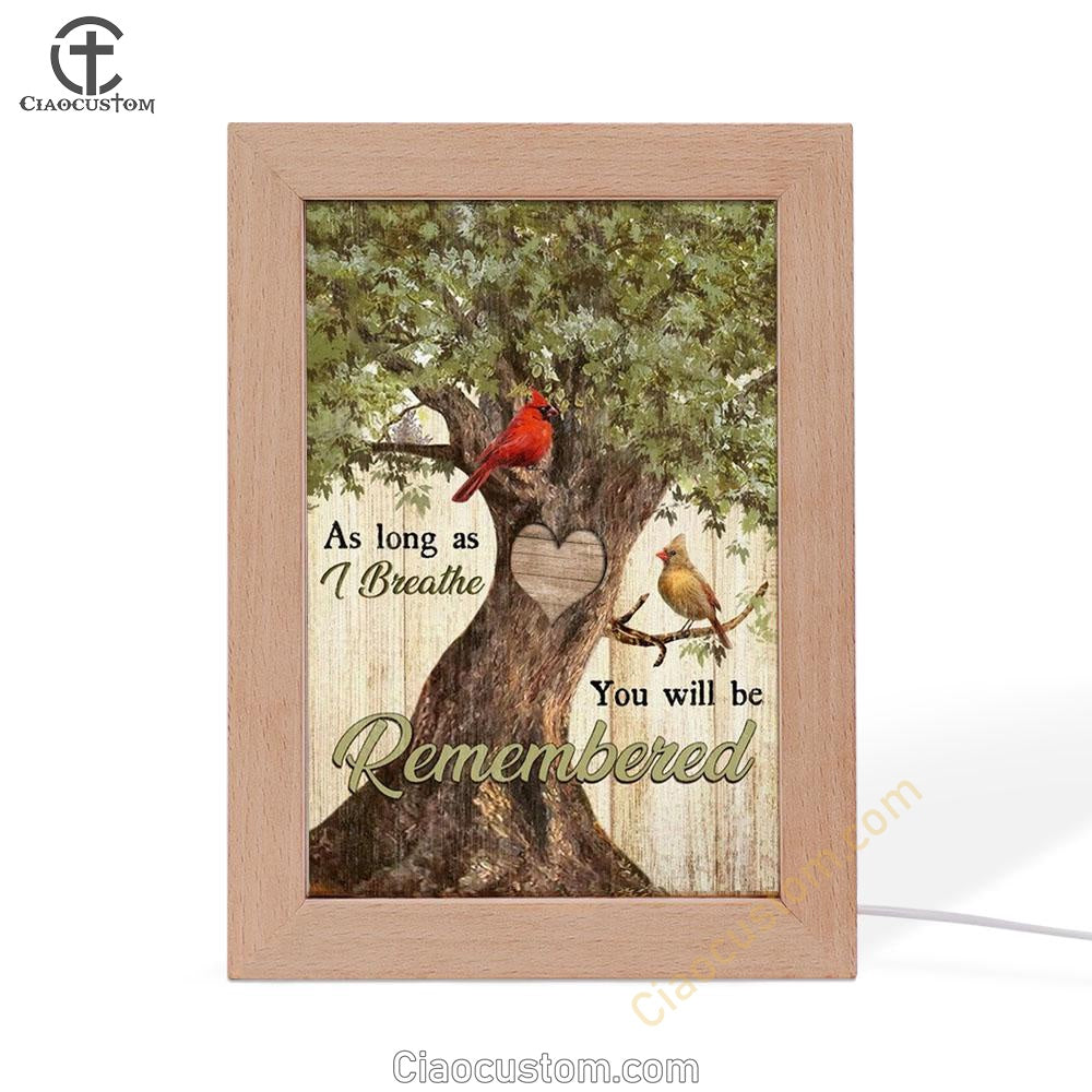Cardinals Drawing, Oak Tree, Heart Shape, You Will Be Remembered Frame Lamp