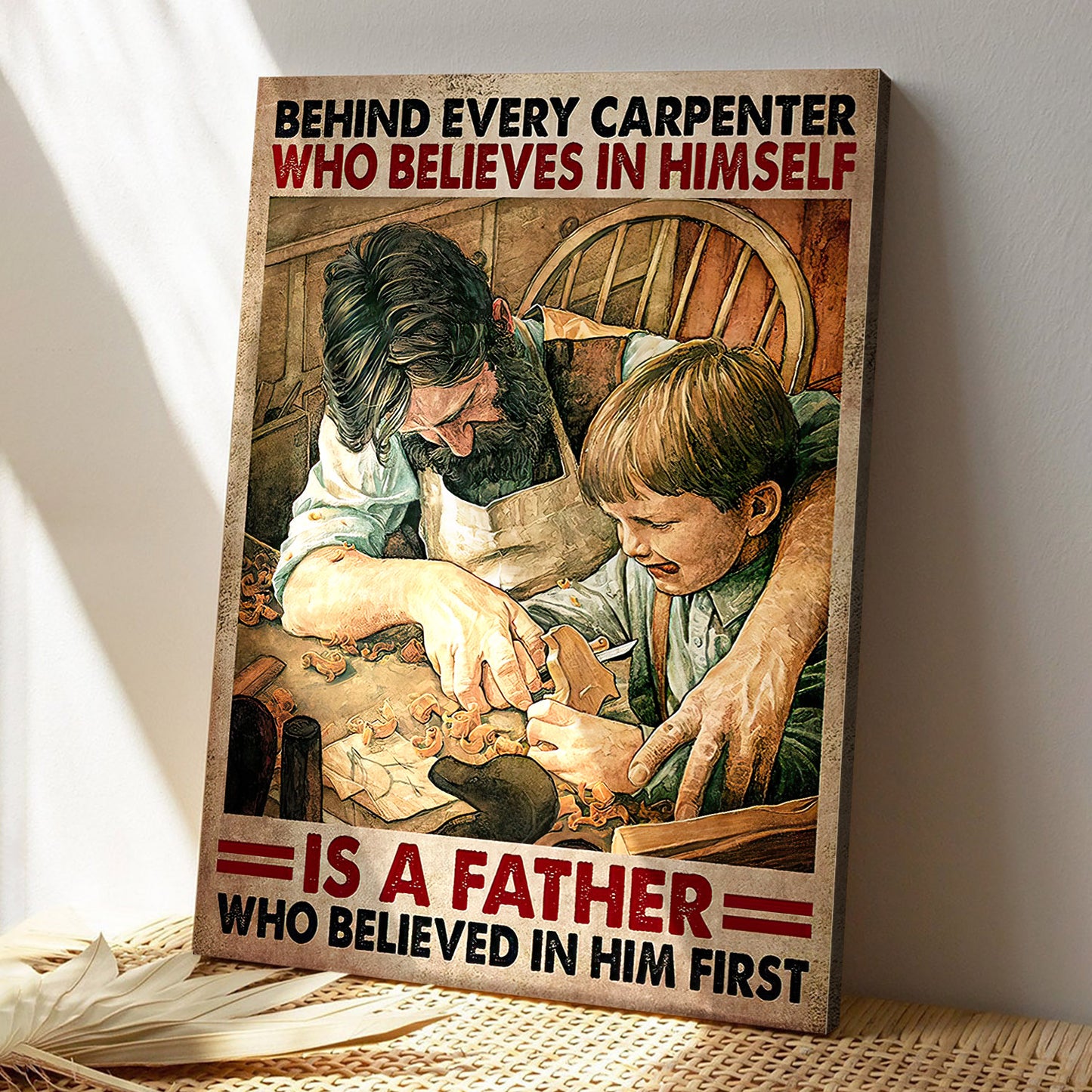 Carpenter Boy Dad And Son - Is A Father Who Believed In Him First - Father's Day Canvas Art - Best Gift For Dad - Ciaocustom