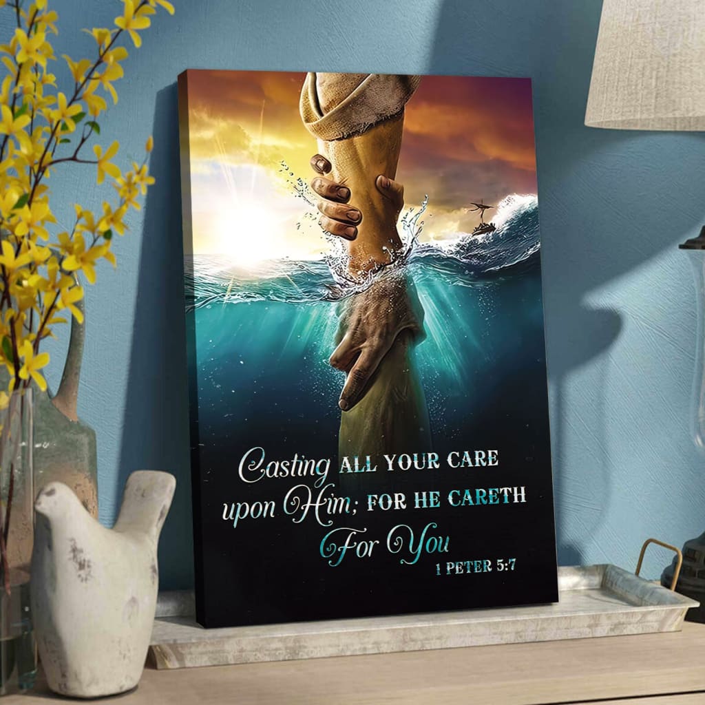 Casting All Your Care Upon Him 1 Peter 57 Kjv Bible Verse Canvas Art - Bible Verse Canvas - Scripture Wall Art