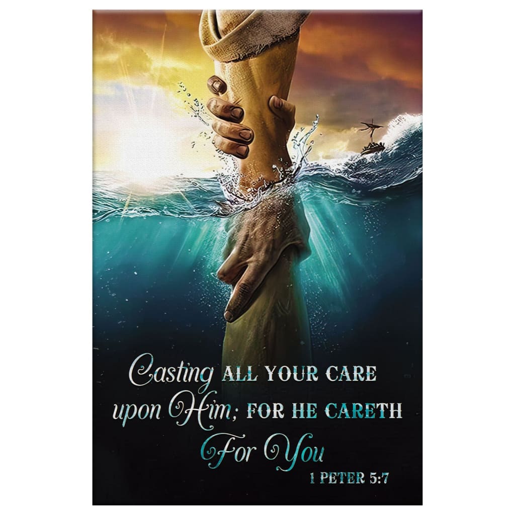 Casting All Your Care Upon Him 1 Peter 57 Kjv Bible Verse Canvas Art - Bible Verse Canvas - Scripture Wall Art