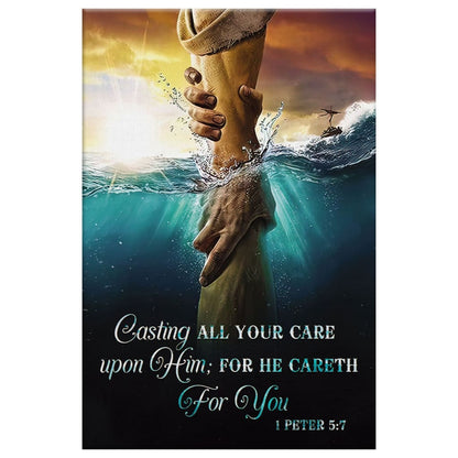 Casting All Your Care Upon Him 1 Peter 57 Kjv Bible Verse Canvas Art - Bible Verse Canvas - Scripture Wall Art
