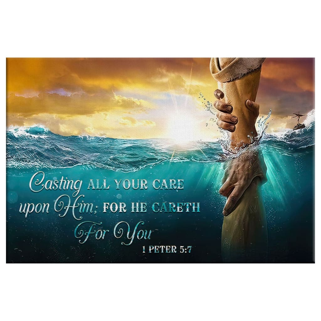 Casting All Your Care Upon Him 1 Peter 57 Kjv Canvas Print, Bible Verse Wall Art - Religious Wall Decor