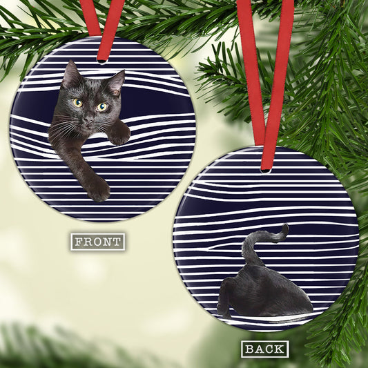 Cat Black Cat Circle Ornament 1 - Christmas Ornament - Ciaocustom