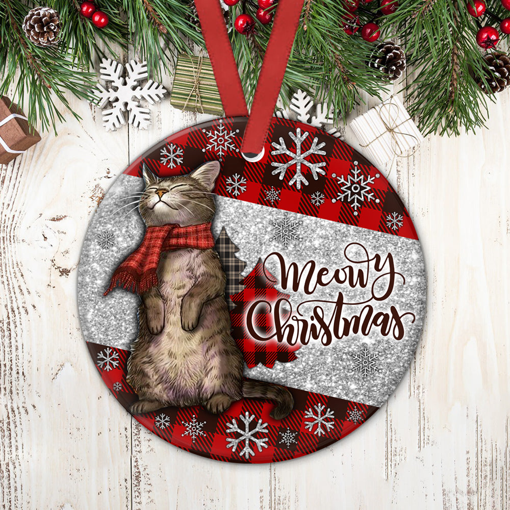 Cat Christmas Art Circle Ornament - Christmas Ornament - Ciaocustom