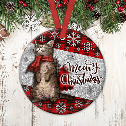 Cat Christmas Art Circle Ornament - Christmas Ornament - Ciaocustom