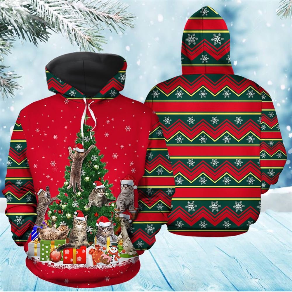 Cat Christmas Tree 1 All Over Print 3D Hoodie For Men And Women, Best Gift For Cat lovers, Best Outfit Christmas