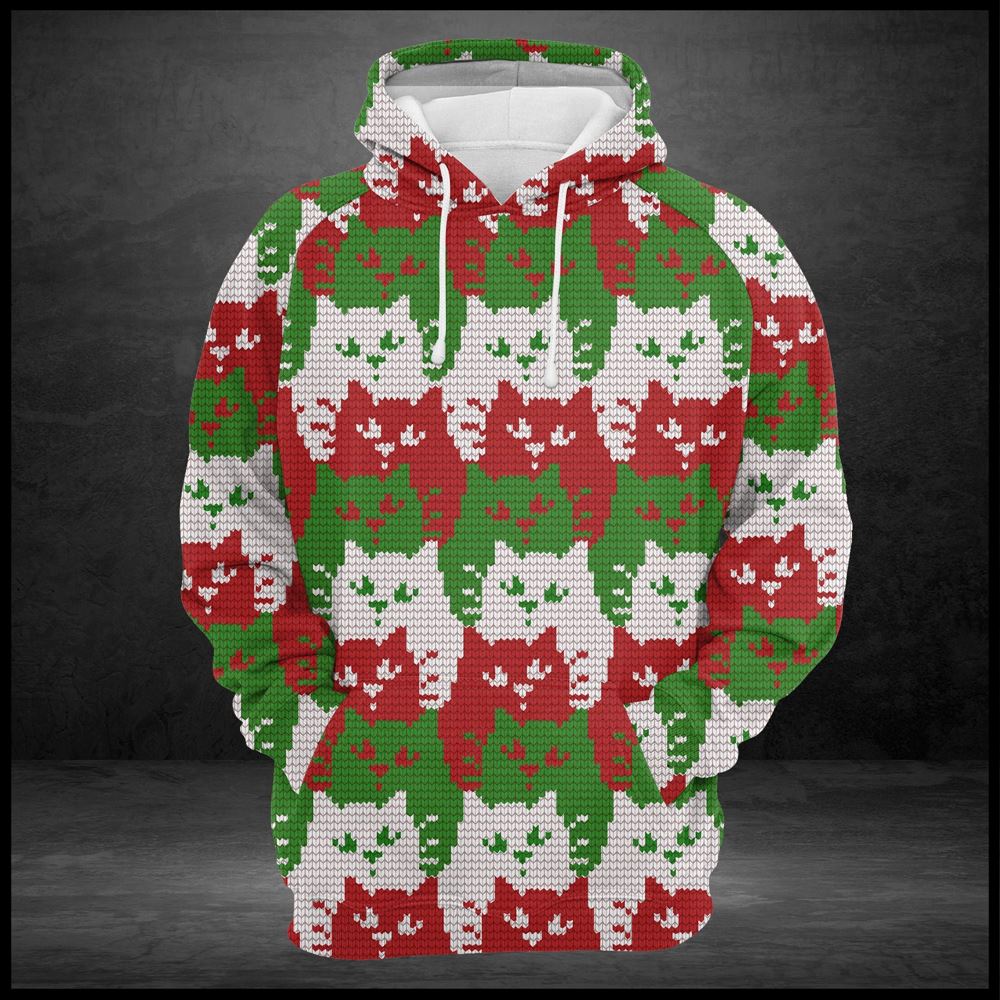 Cat Color Christmas All Over Print 3D Hoodie For Men And Women, Best Gift For Cat lovers, Best Outfit Christmas