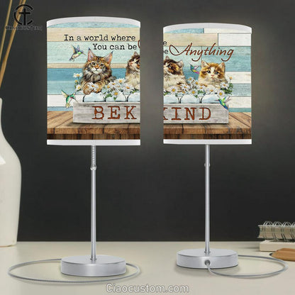Cat Daisy Field Hummingbird In A World Where You Can Be Anything Table Lamp For Bedroom - Bible Verse Table Lamp - Religious Room Decor