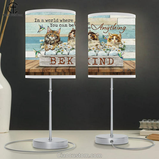 Cat Daisy Field Hummingbird In A World Where You Can Be Anything Table Lamp For Bedroom - Bible Verse Table Lamp - Religious Room Decor