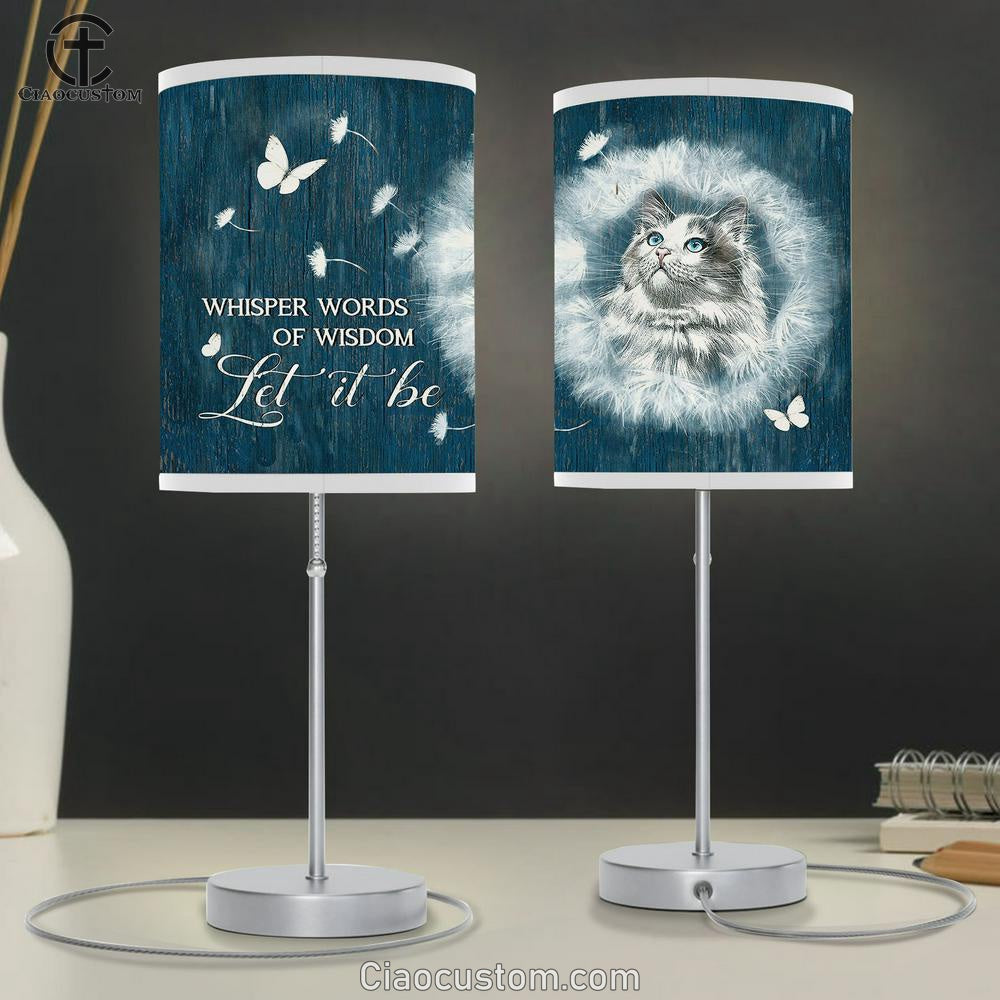 Cat Dandelion White Butterfly Let It Be Table Lamp For Bedroom - Bible Verse Table Lamp - Religious Room Decor