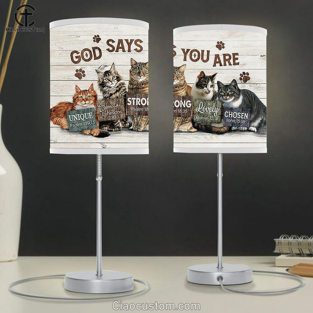 Cat God Says You Are Table Lamp For Bedroom - Bible Verse Table Lamp - Religious Room Decor