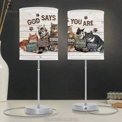 Cat God Says You Are Table Lamp For Bedroom - Bible Verse Table Lamp - Religious Room Decor