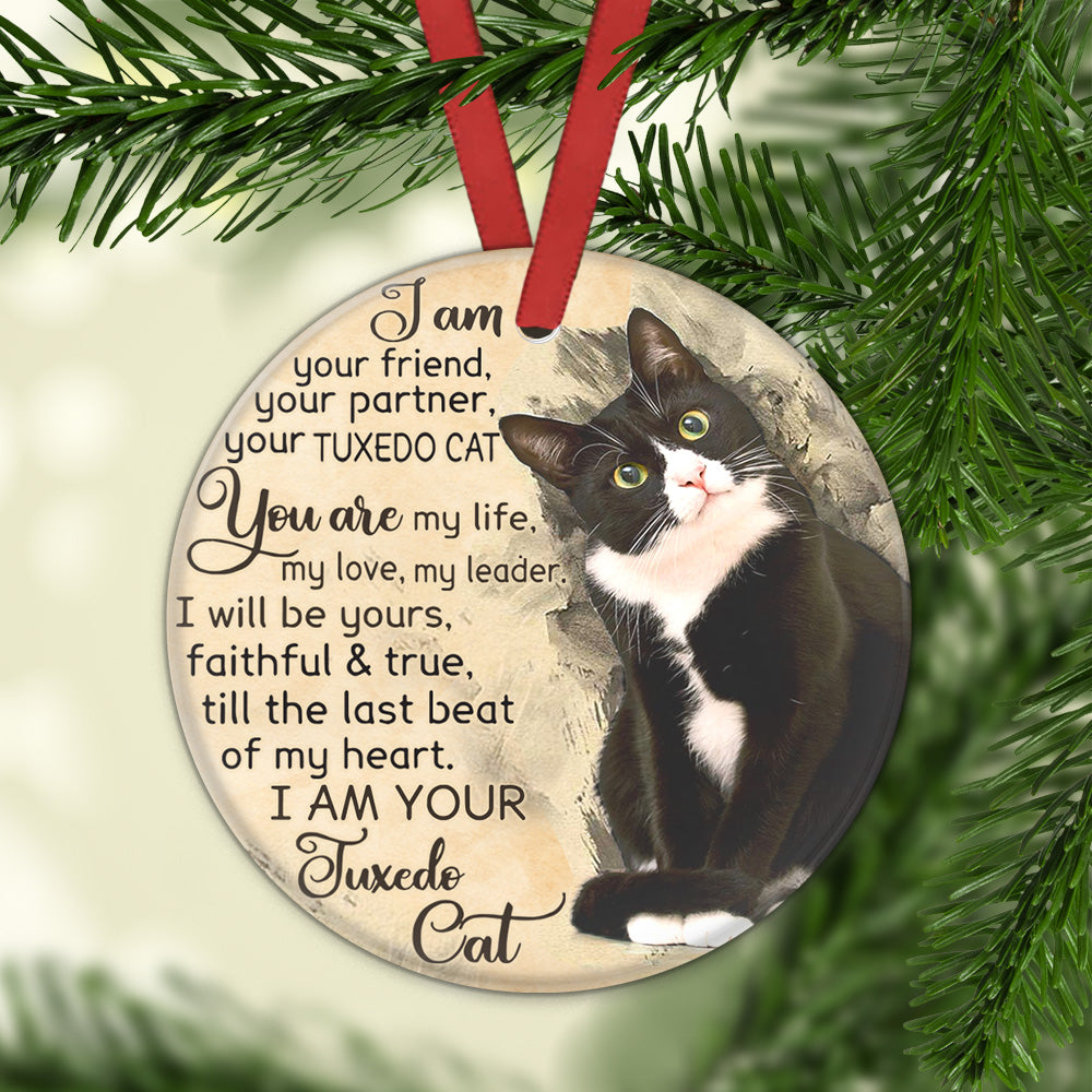 Cat I Am Your Friend Circle Ornament - Christmas Ornament - Ciaocustom
