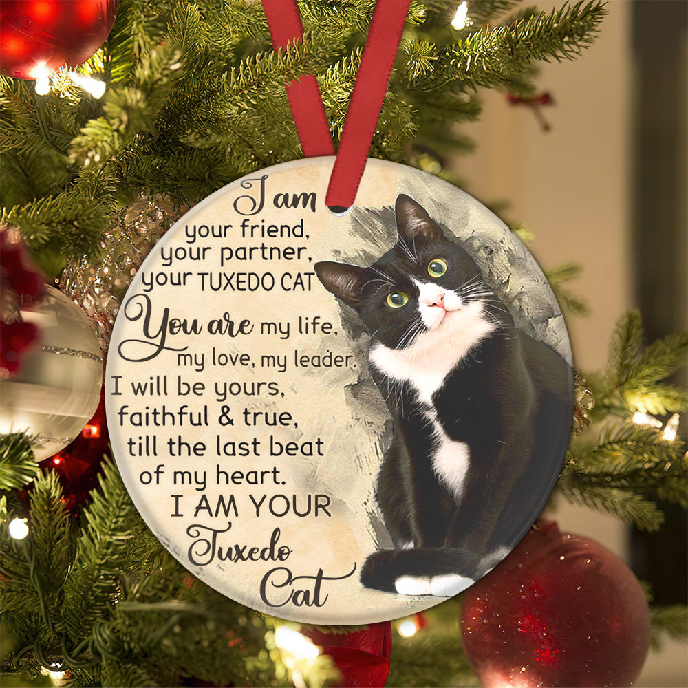 Cat I Am Your Friend Circle Ornament - Christmas Ornament - Ciaocustom