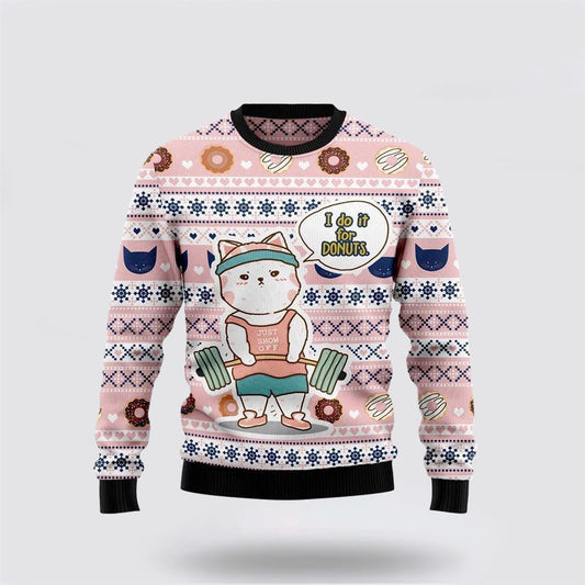 Cat I Do It For Donuts Ugly Christmas Sweater For Men And Women, Best Gift For Christmas, Christmas Fashion Winter