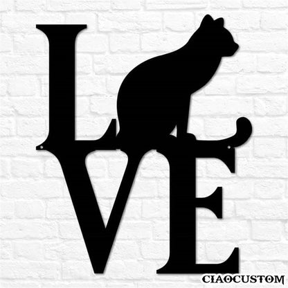 Cat Love Metal Sign - Decorative Metal Wall Art - Metal Signs Outdoor